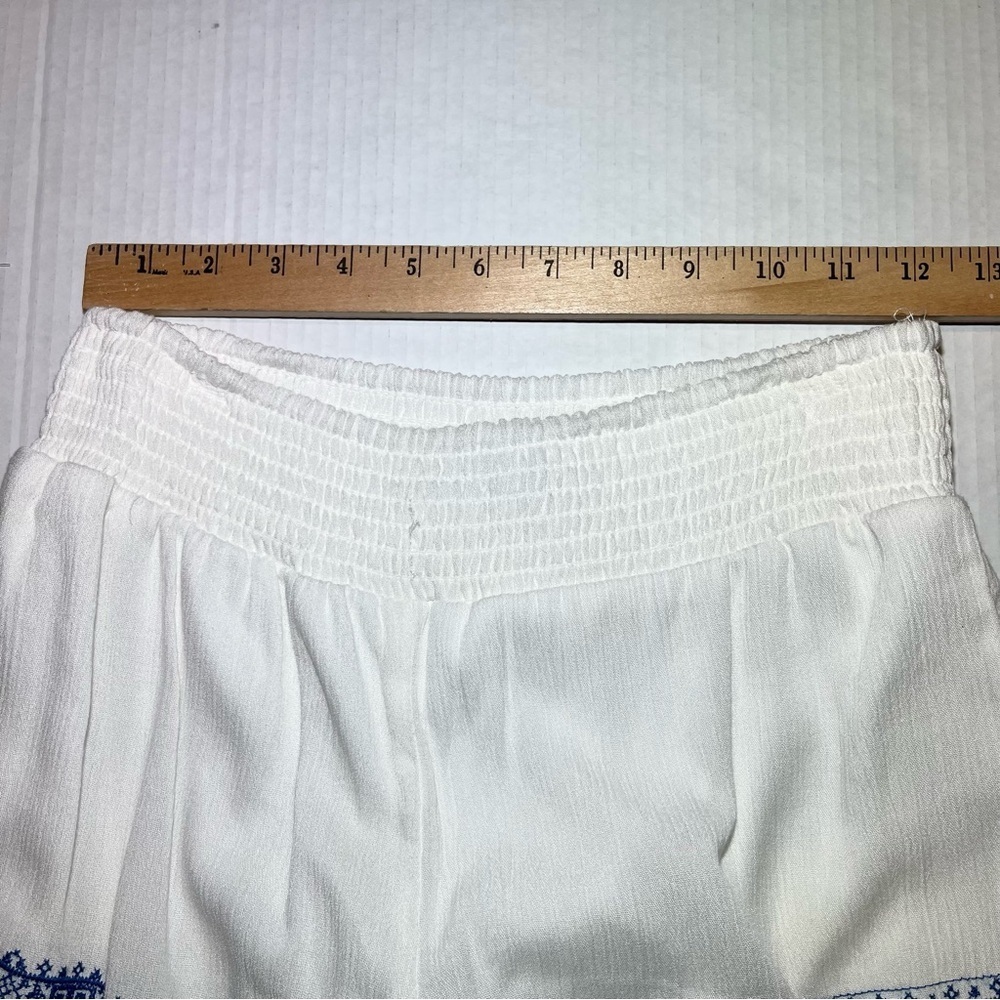 High Waist White and Blue Athletic Shorts - Picture 7 of 9